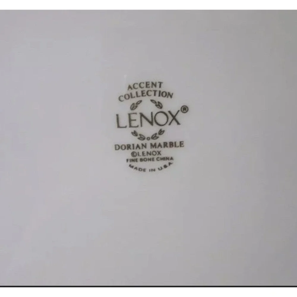6 Dorian Marble Lenox Accent Collection Salad‎ Plate Medallion Black Marble Band